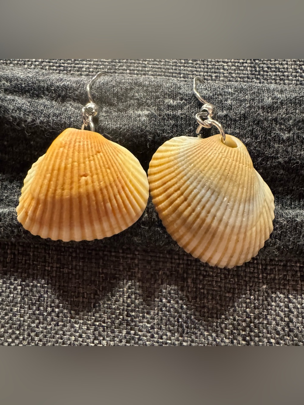 Handmade Shell Drop Earrings in Natural Beige